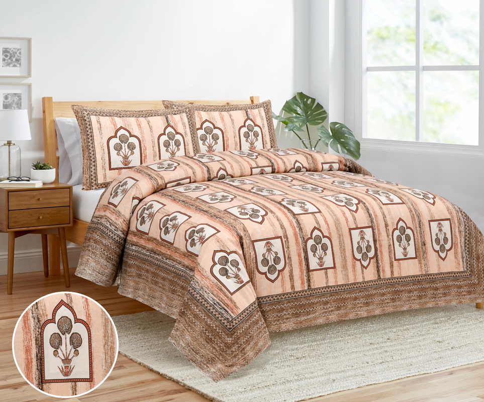 King Size Cotton Bedsheet. 90x108 inch approx. 1 Bedsheet 2 Pillow Covers.