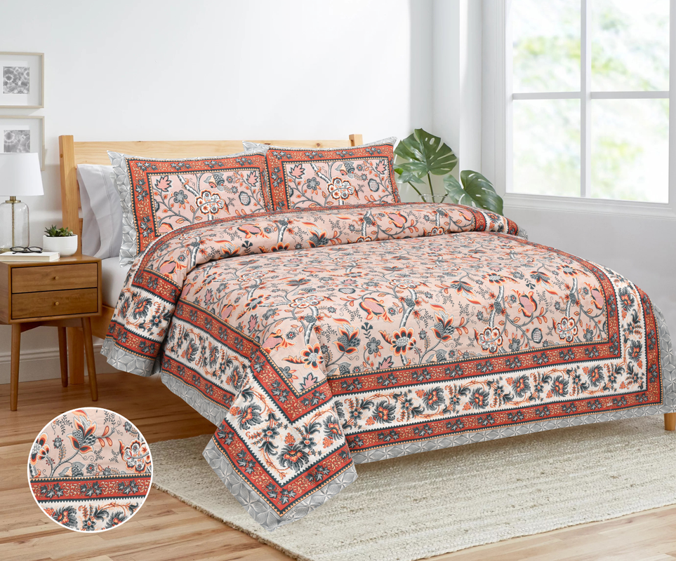 King Size Cotton Bedsheet. 90x108 inch approx. 1 Bedsheet 2 Pillow Covers.